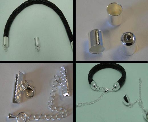 Buy Zamak / Brass Beads and Findings Silver plated parts for leather  at wholesale prices