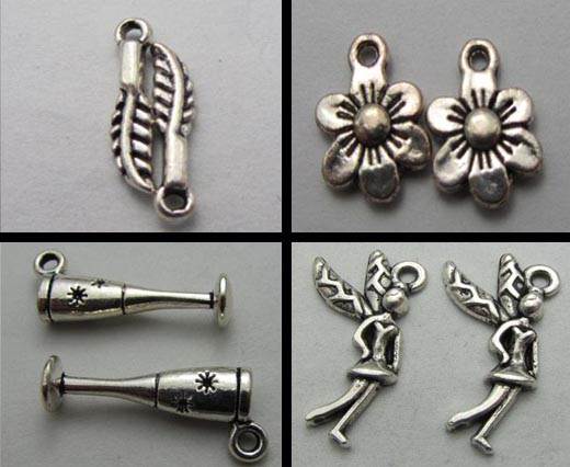 Buy Zamak / Brass Beads and Findings Zamak Silver Plated Beads and Charms   at wholesale prices