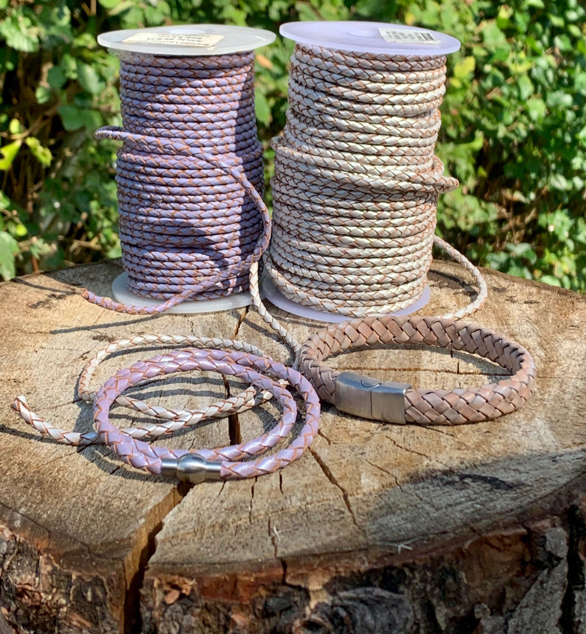 How to make easy round braided leather cord bracelet with a magnetic clasp: