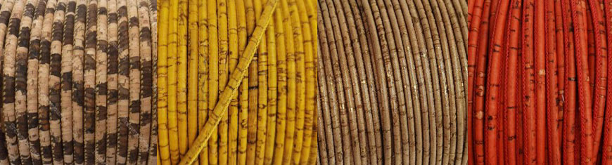 Buy Cordón de Cuero Cordón de Corcho  Redondo  3mm Round Stitched Cork Cords  at wholesale prices