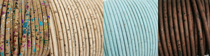 Buy Cordón de Cuero Cordón de Corcho  Redondo  4mm Round Stitched  cork cord  at wholesale prices