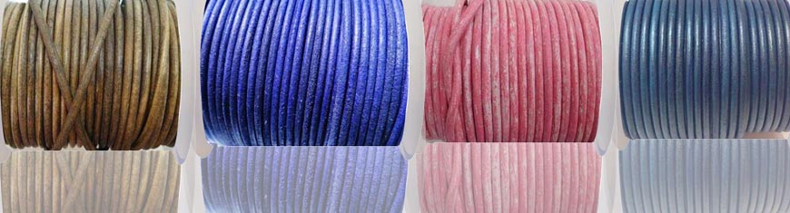 Buy Leather Cord Round Leather 4mm Vintage  at wholesale prices