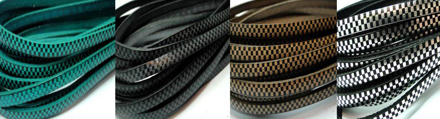 Buy Leather Cord Flat Leather Italian Leather Cord  5mm Chess Print Leather Cord   at wholesale prices