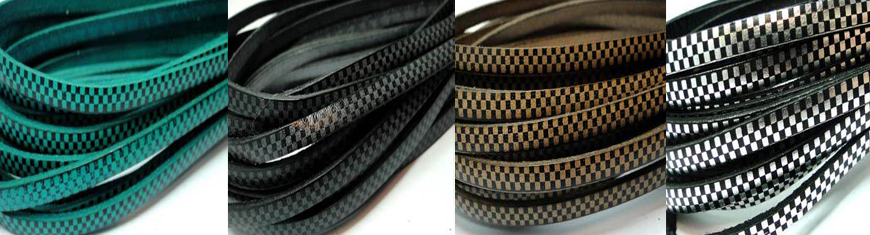 Buy Cordoncini di cuoio Cordoncini piatti Pelle Italian Style Corda Cuoio Stampa a Scacchi 5mm  at wholesale prices