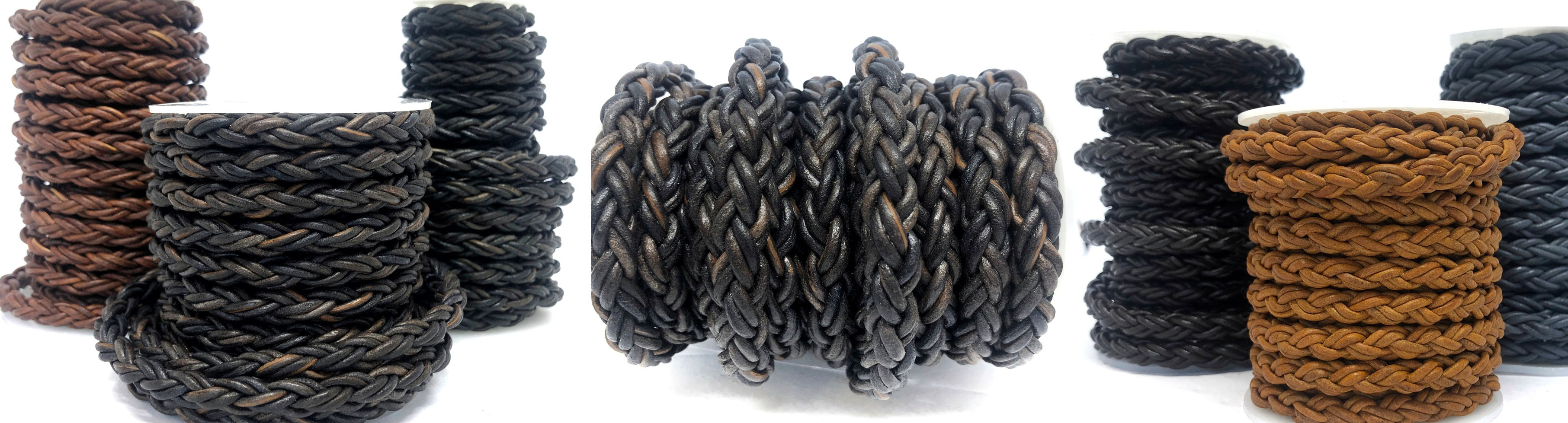 Buy Lederbänder Lederband geflochten Rund Lederbänder rund geflochten Bolo-Style 6mm  at wholesale prices