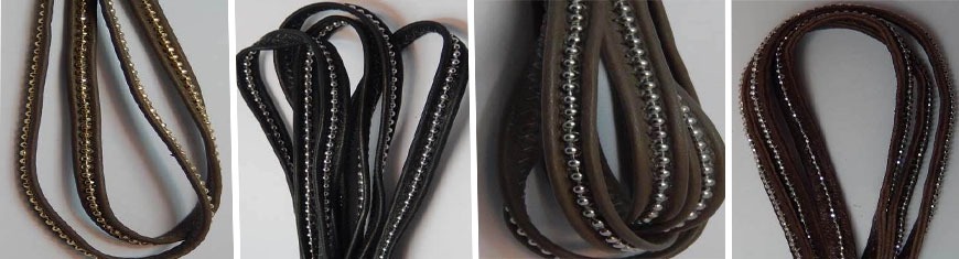 Buy Leather Cord Nappa Leather Nappa Leather Stitched with Stainless Steel Chains Binary Style  at wholesale prices