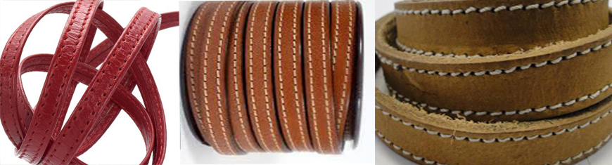 Buy Leather Cord Flat Leather Italian Leather Cord  10mm Flat with stitches   at wholesale prices