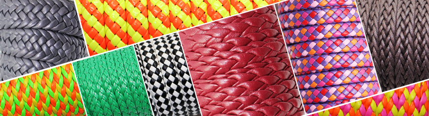 Buy Material para ensartar cuentas y cordones sintéticos Cordón trenzado redondo de cuero artificial - Colores neón  at wholesale prices
