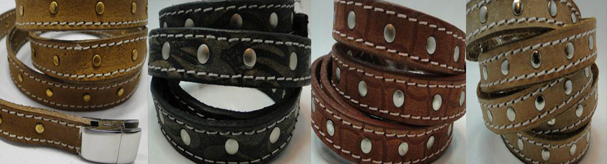 Buy Leather Cord Stitched and Studded Leather Cord  Leather with Studs and Stitches   at wholesale prices