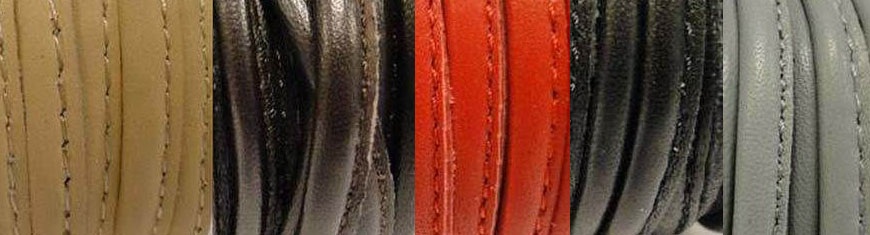 Buy Leather Cord Nappa Leather Round Stitched Nappa Leather 5mm  at wholesale prices