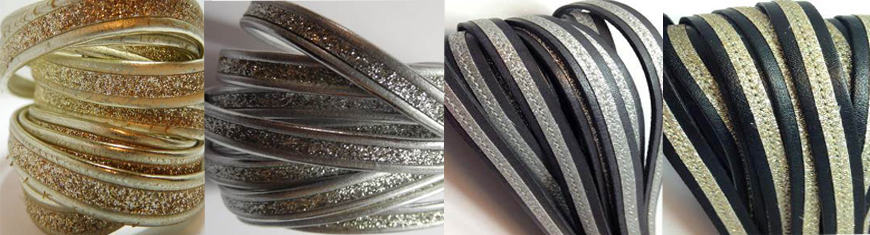 Buy Lederbänder Flache Lederbänder Italienische Lederbänder Glitzer-Stil - 10mm  at wholesale prices