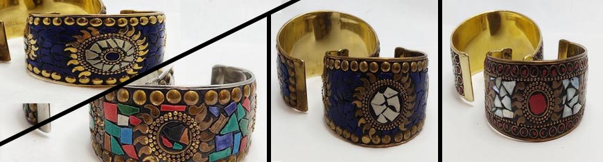 Buy Zamak / Brass Beads and Findings Metal Cuffs in Zamak / Brass Mosaic Brass Cuff  at wholesale prices
