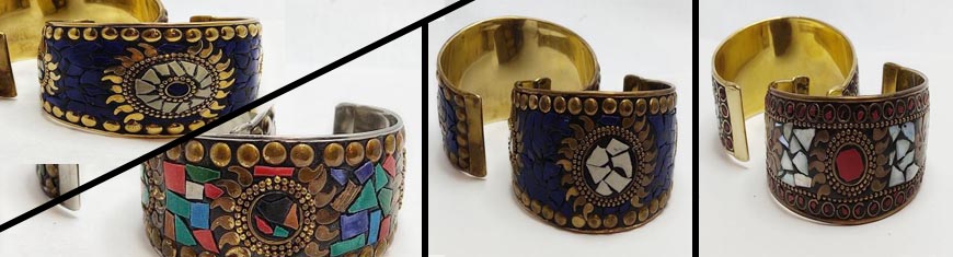 Buy Componenti in Zamak e rame Bracciali in Zamak e ottone Mosiac Brass Cuff  at wholesale prices