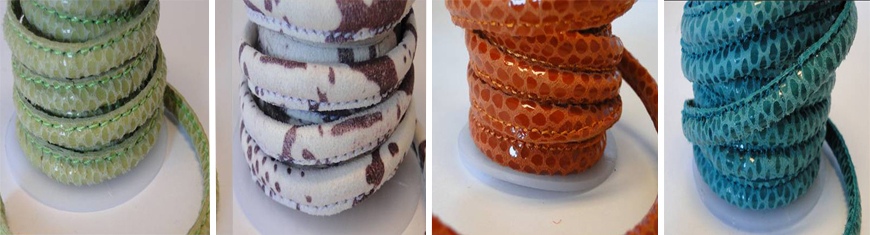 Buy Cordons en Cuir Cuir Exotique Impression reptile avec coutures  at wholesale prices