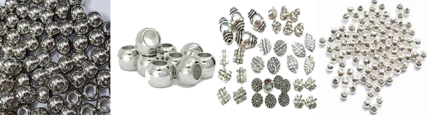 Buy Anhänger, Armreife und Chunks aus Zamak und Kupfer Metallperlen - silber glänzend  at wholesale prices