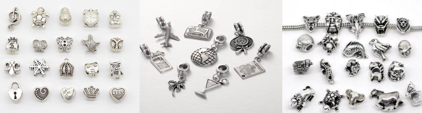 Buy Componentes de Zamak y Latón Perlas y cadenas de plata chapada Colgantes - Tamaño pequeño  at wholesale prices