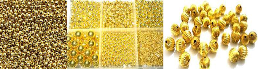 Buy Zamak / Brass Beads and Findings Metal Beads -- Gold shining  at wholesale prices
