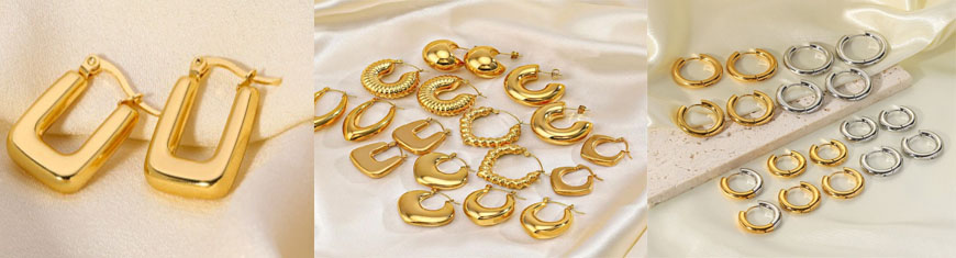 Buy Stainless Steel Finished Jewellery Gold Plated Stainless Steel Earings   at wholesale prices