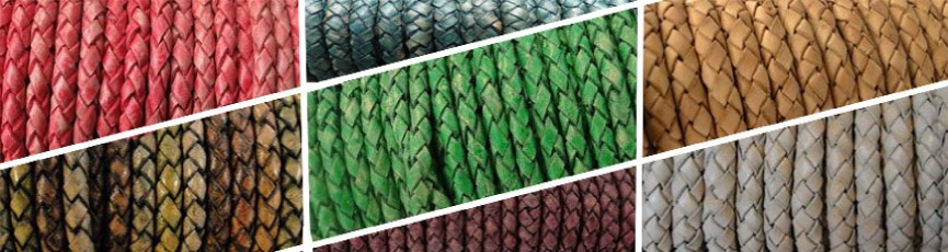 Buy Leather Cord Braided Leather Round 3mm Vintage  at wholesale prices