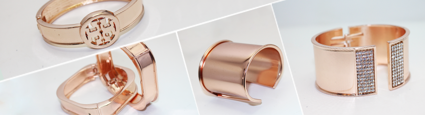 Buy Componentes de Zamak y Latón Brazaletes metálicos en cobre-latón Brazaletes en color oro rosado   at wholesale prices