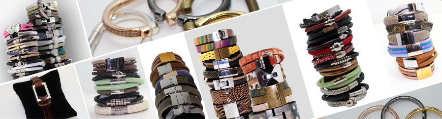 Buy Leather Cord Ready Leather Bracelets Designers Collection made from Leather Cords and Locks-Parts. Customized Leather Bracelets  at wholesale prices