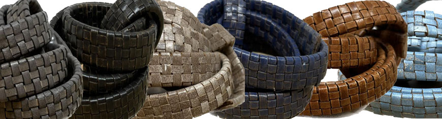 Buy Lederbänder Lederband geflochten Carpet Style Braided Cords 15mm Carpet Leather Cord  at wholesale prices