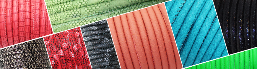 Buy Stringing Material Faux Nappa Leather Cords Snake and Crocodile Style - 4mm  at wholesale prices