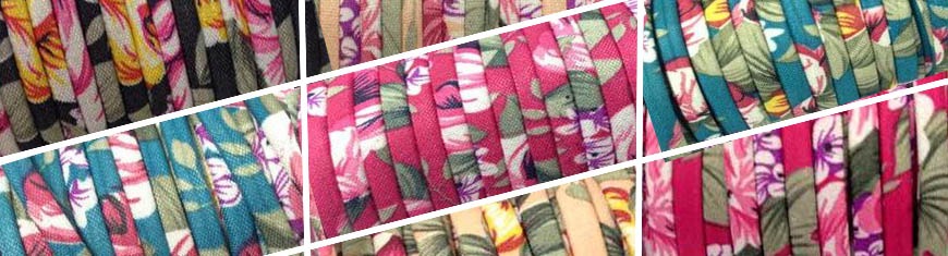 Buy Stringing Material Fabric with Flowers Round and Flat  at wholesale prices