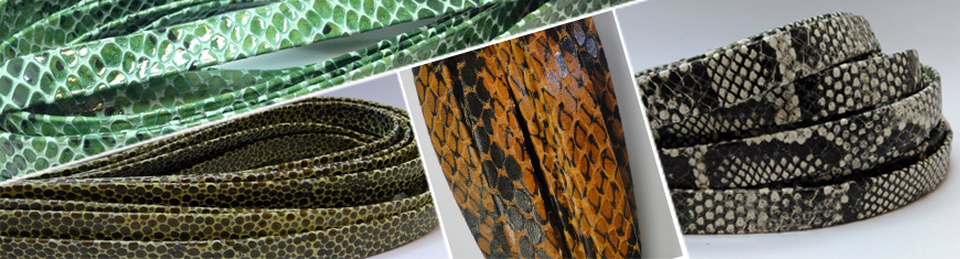 Buy Cordons en Cuir Cuir Exotique Avec coutures style serpent - 7mm  at wholesale prices