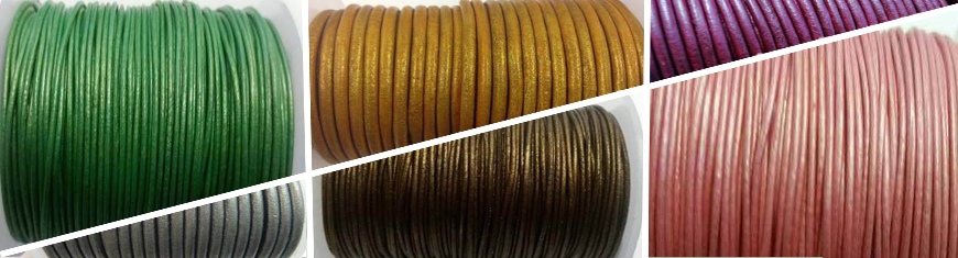 Buy Leather Cord Round Leather 3mm Metallic  at wholesale prices