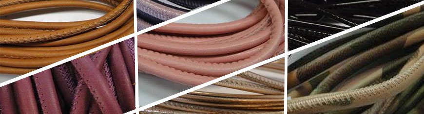 Buy Leather Cord Nappa Leather Round Stitched Nappa Leather 4mm  at wholesale prices