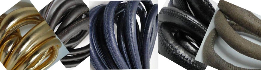 Buy Leather Cord Nappa Leather Round Stitched Nappa Leather 10mm  at wholesale prices