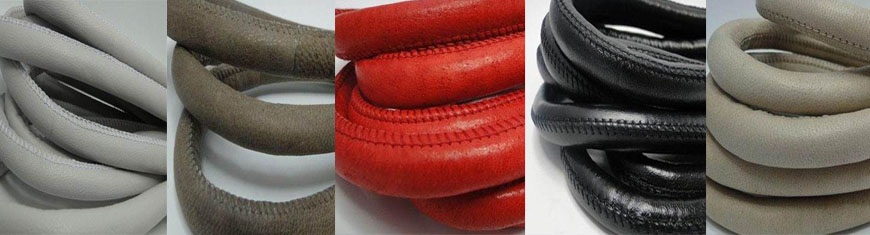 Buy Leather Cord Round Stitched Nappa Leather 12mm  at wholesale prices
