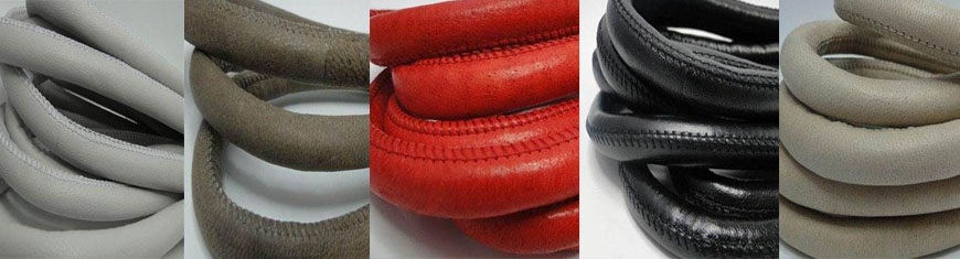 Buy Leather Cord Nappa Leather Round Stitched Nappa Leather 12mm  at wholesale prices