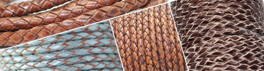 Buy Leather Cord Braided Leather Flat Plaited Round - 14mm  at wholesale prices