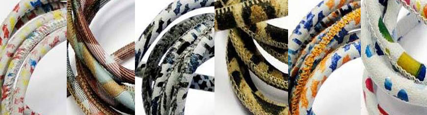 Buy Leather Cord Nappa Leather Round Stitched Nappa Leather Scottish and Leopard Prints - 4mm  at wholesale prices