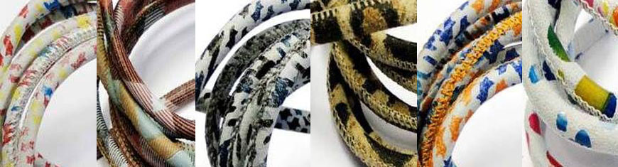 Buy Leather Cord Round Stitched Nappa Leather Snake Prints - 6 mm  at wholesale prices