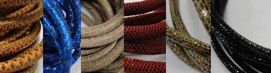 Buy Leather Cord Nappa Leather Round Stitched Nappa Leather 6mm Round Python Leather   at wholesale prices