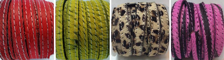 Buy Leather Cord Hair-On Leather  Hair-On Leather with Stitches - 10 mm  at wholesale prices