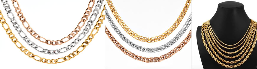 Buy Stainless Steel Finished Jewellery Gold plated Stainless steel necklaces  at wholesale prices