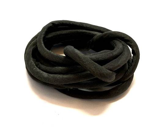 Real silk cords with inserts - 4 mm -  Black