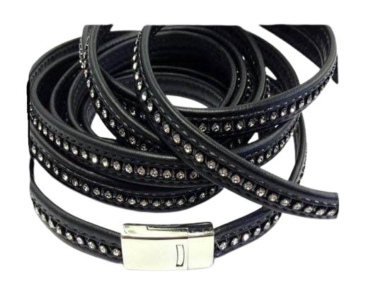 10MM Flat Nappa with Swarovski -Black