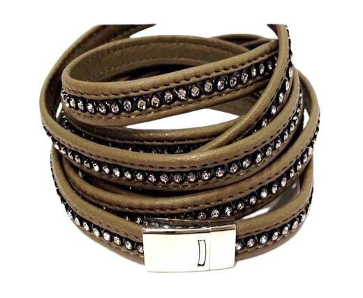 10MM Flat Nappa with Swarovski -Brown