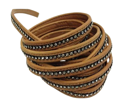10MM Flat Nappa with Swarovski -Camel