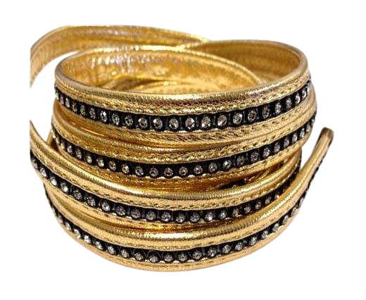 10MM Flat Nappa with Swarovski -Gold