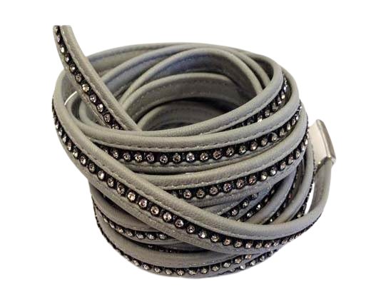 10MM Flat Nappa with Swarovski -Grey