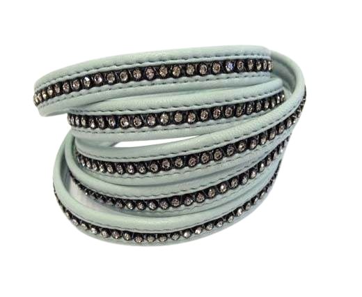 10MM Flat Nappa with Swarovski -Light Blue