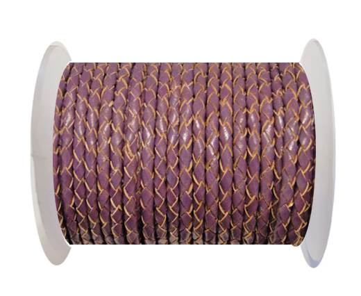 Round Braided Leather Cord SE/B/2004-Purple - 5mm