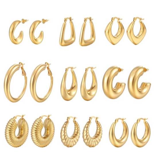 Stainless Steel Earnings - SSEAR8-PVD Gold plated