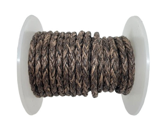 ROUND BRAIDED BOLO CORDS-4mm- Vintage Brown